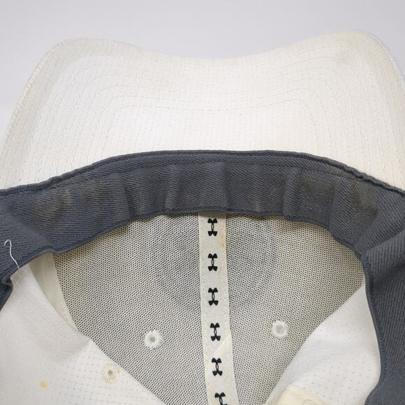 Under Armour Golf Fitted Baseball Cap White L Embroidered Vented Holes 6 Panel - Picture 8 of 9